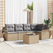 Tuinset poly riet 6-delig beige