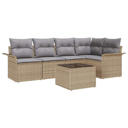 Tuin Sofa Set met kussen met opslag 6 pcs Beige Poly riet