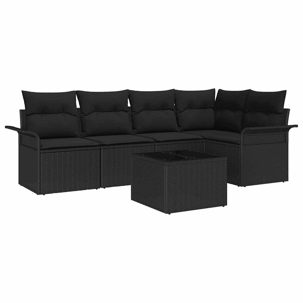 Tuin Sofa Set met kussen met opslag 6 pcs Zwart Poly riet