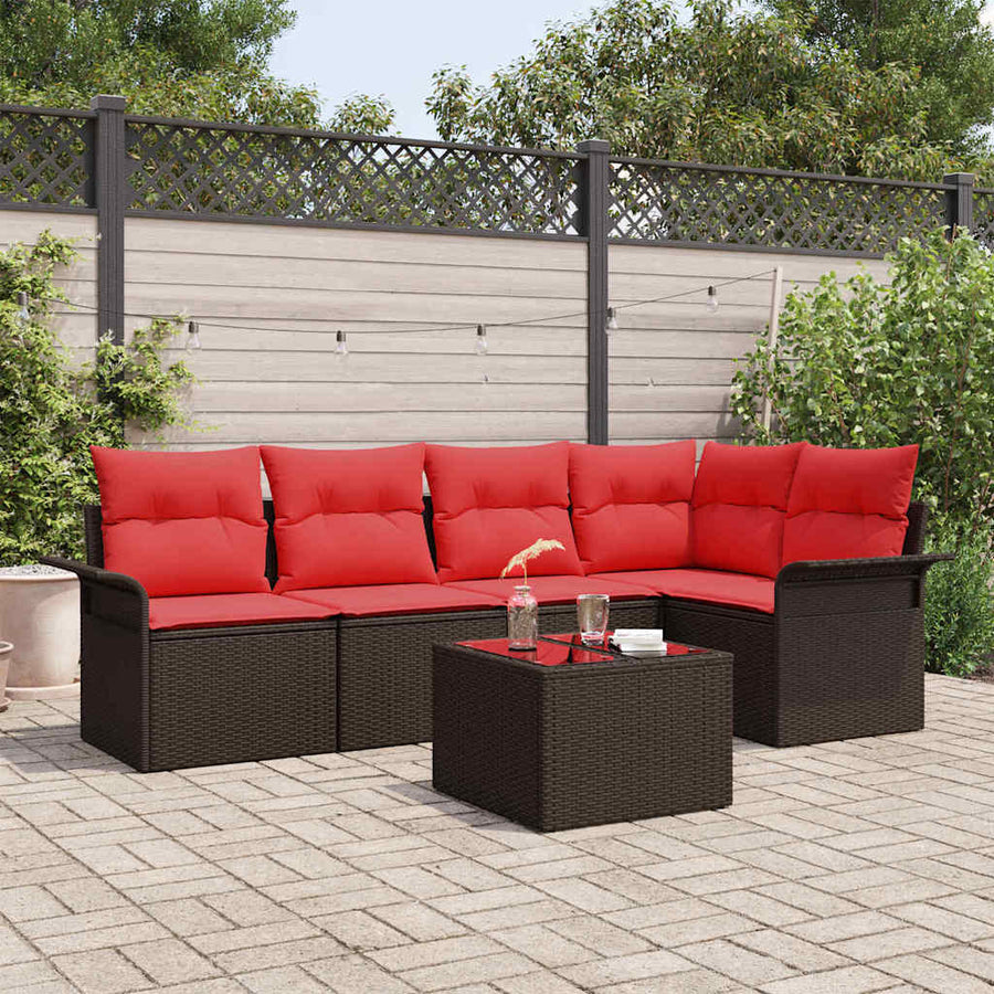 Tuin Sofa Set met opslag 6 pcs Bruin poly rattan