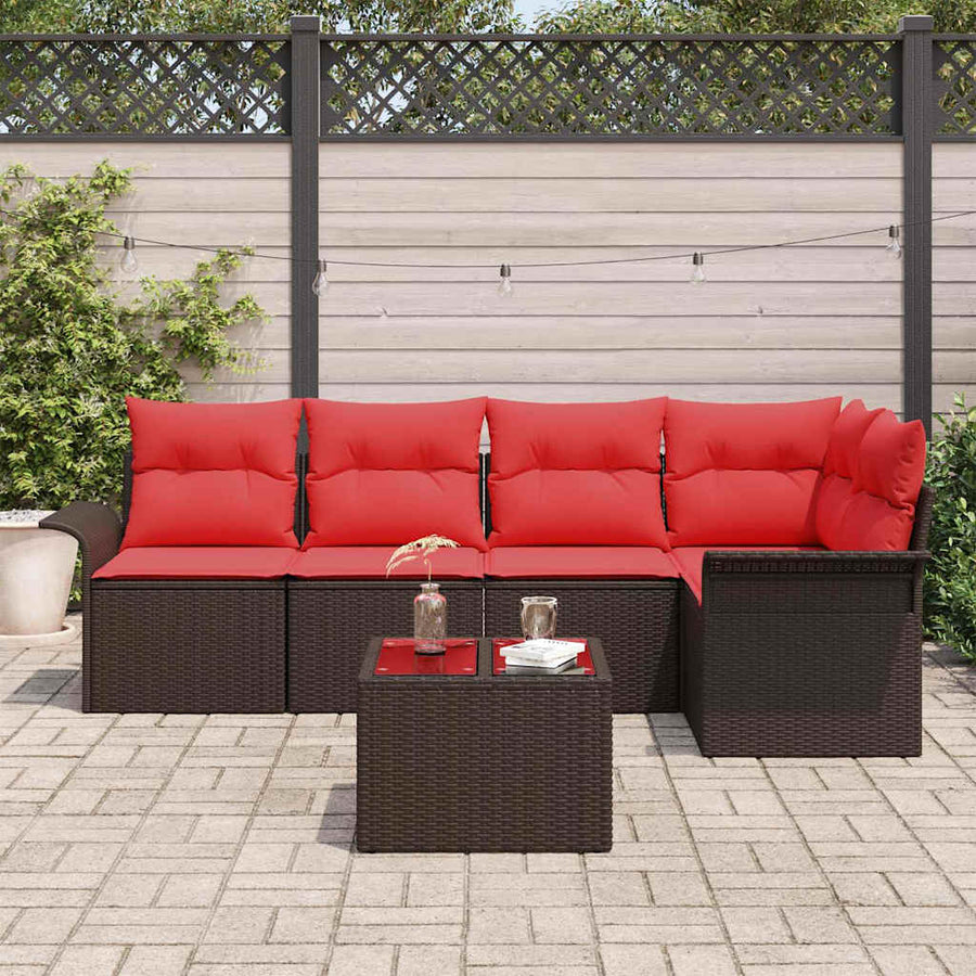 Tuin Sofa Set met opslag 6 pcs Bruin poly rattan