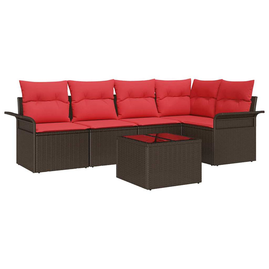 Tuin Sofa Set met opslag 6 pcs Bruin poly rattan