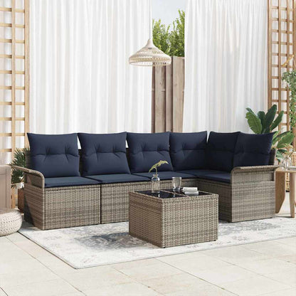 Tuin Sofa Set met opslag 6 pcs Grijs poly rattan