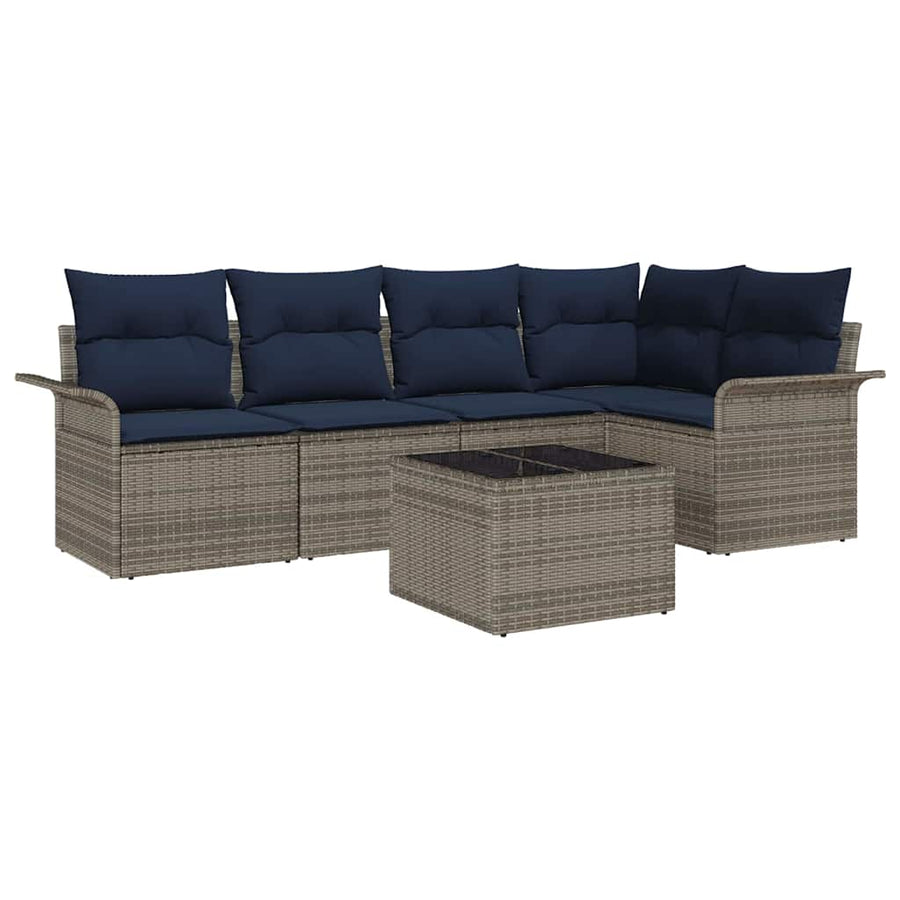 Tuin Sofa Set met opslag 6 pcs Grijs poly rattan