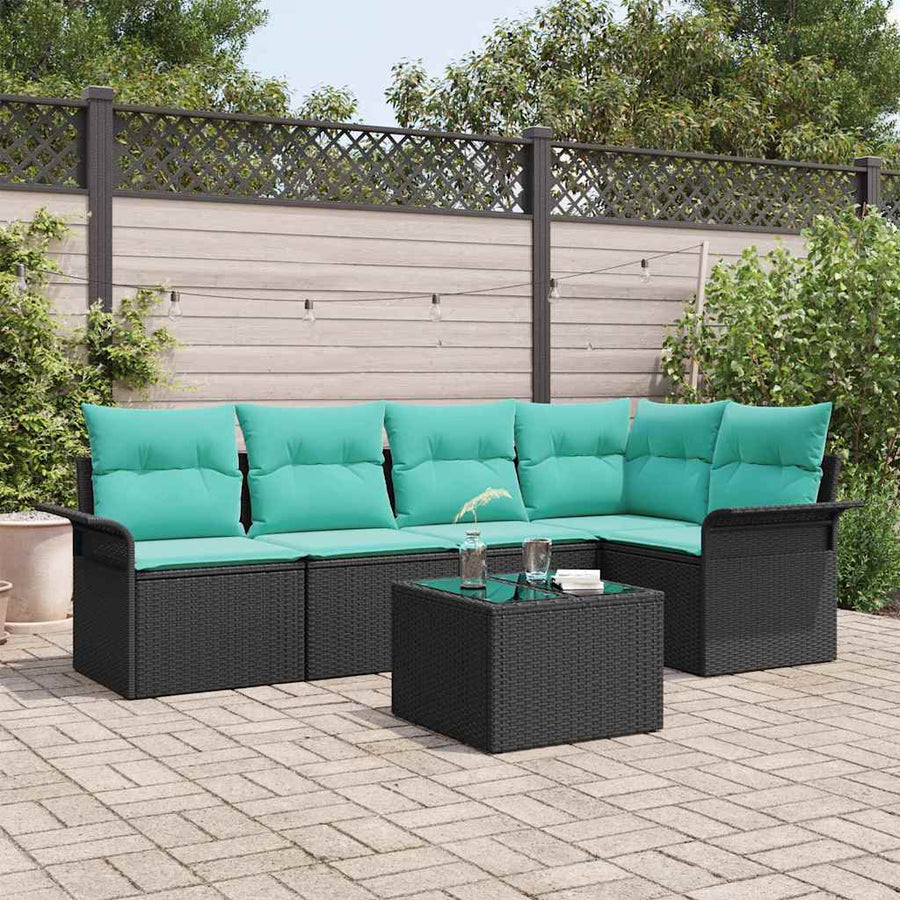 Tuin Sofa Set met opslag 6 pcs Zwart poly rattan