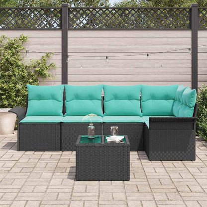 Tuin Sofa Set met opslag 6 pcs Zwart poly rattan