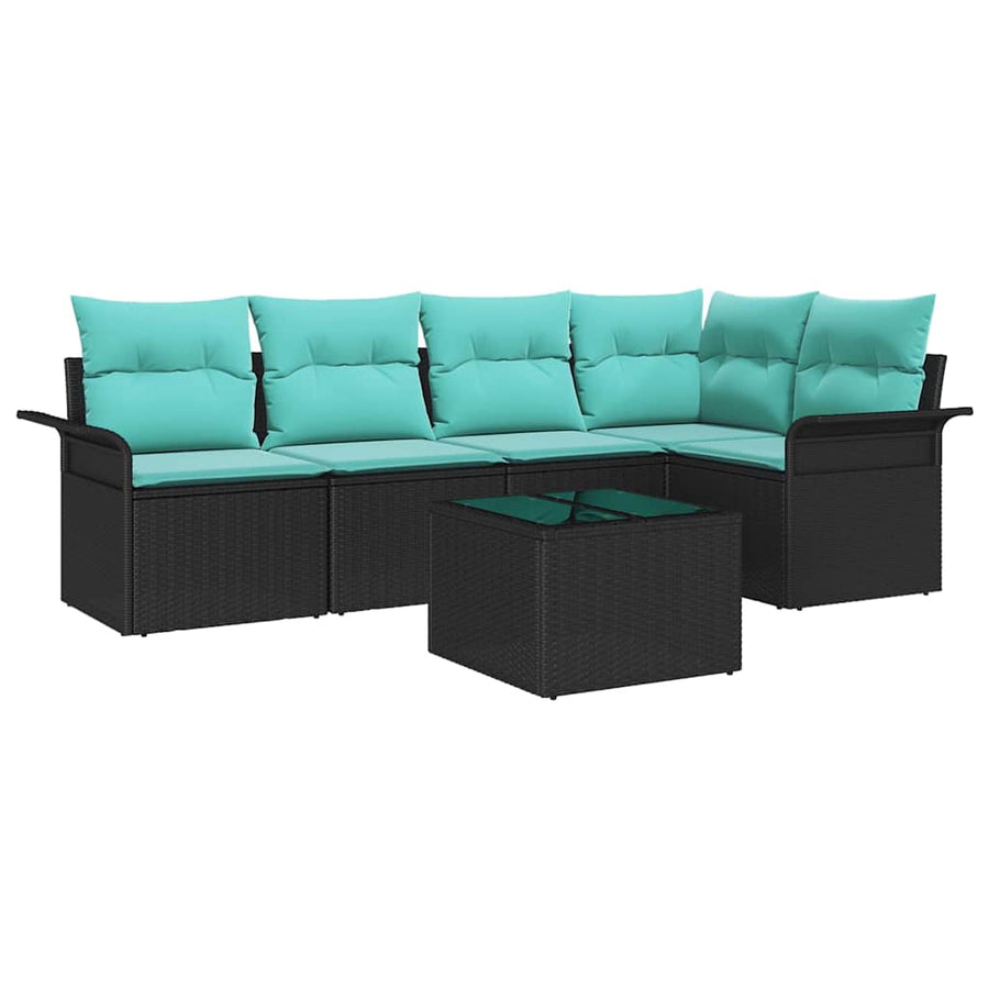 Tuin Sofa Set met opslag 6 pcs Zwart poly rattan