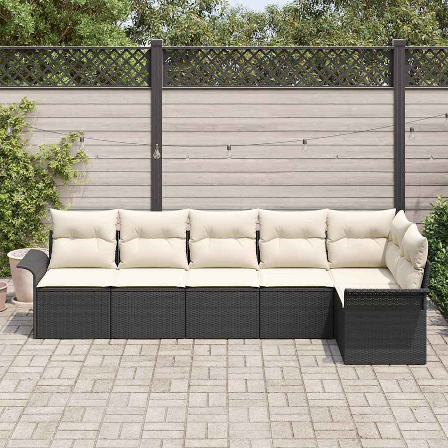 Tuin Sofa Set met kussen met opslag 6 pcs Zwart Poly riet
