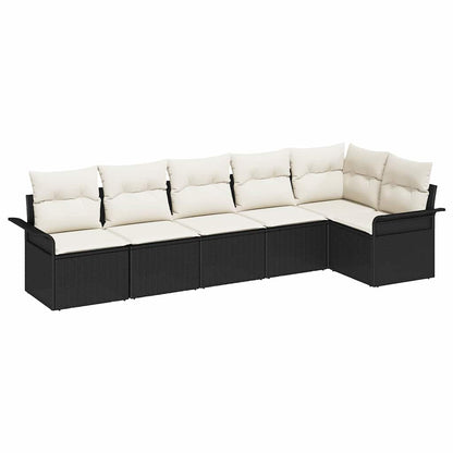 Tuin Sofa Set met kussen met opslag 6 pcs Zwart Poly riet