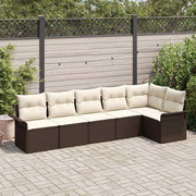 Tuinset poly riet bruin 6 personen modulair met opbergruimte