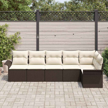 Tuin Sofa Set met kussen met opslag 6 pcs Bruin Poly riet