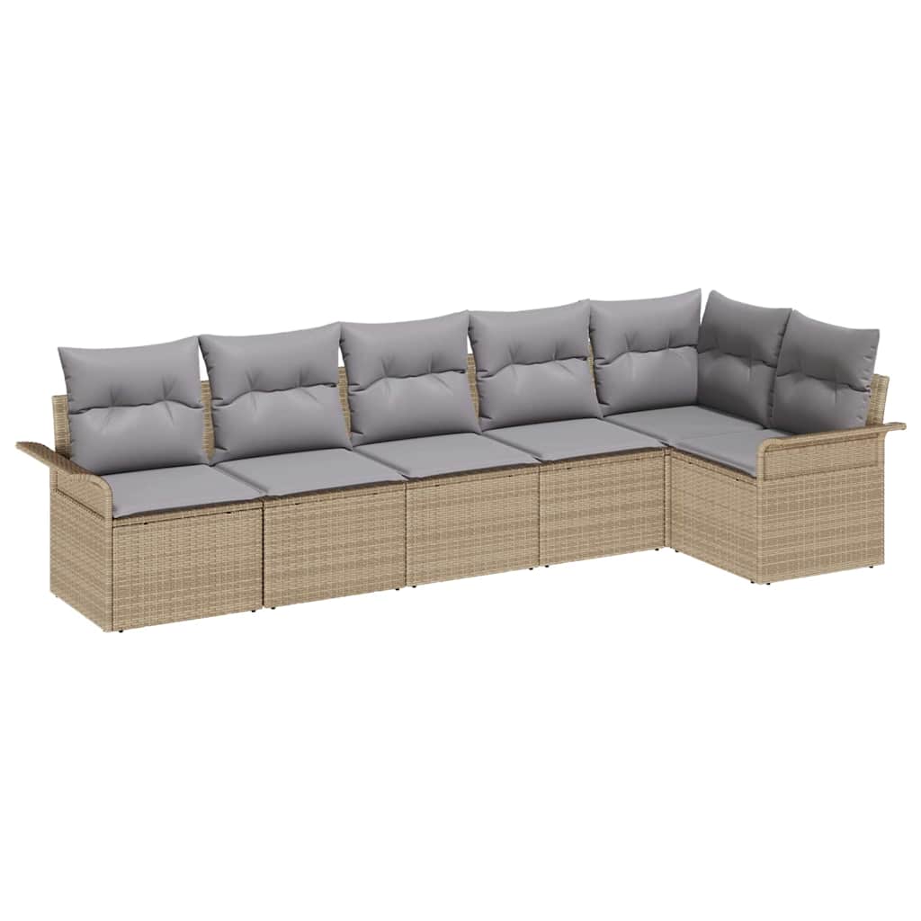 Tuin Sofa Set met kussen met opslag 6 pcs Beige Poly riet
