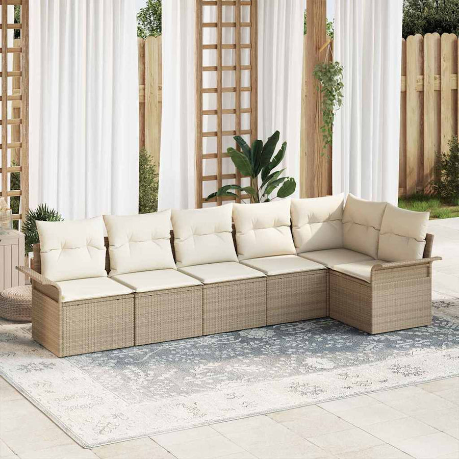 Tuin Sofa Set 6 st Beige poly rattan