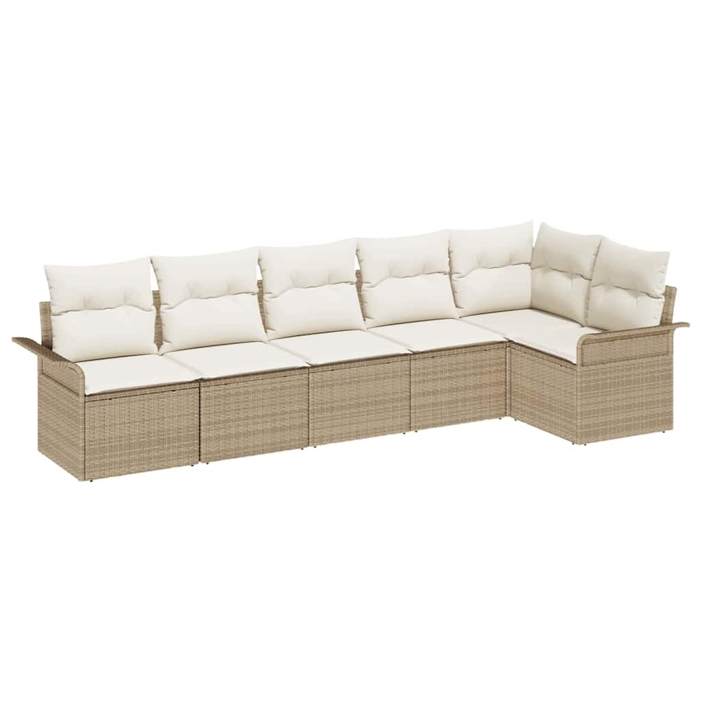 Tuin Sofa Set 6 st Beige poly rattan