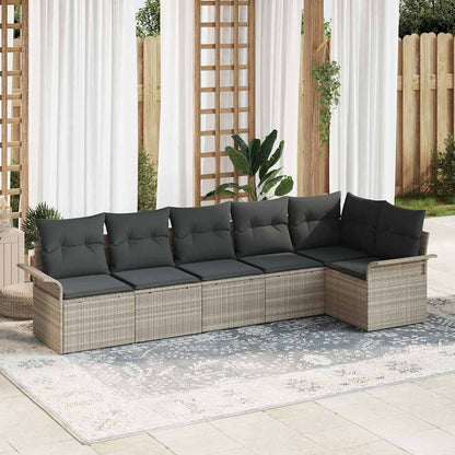 Tuin Sofa Set met opslag 6 pcs Lichtgrijs poly rattan
