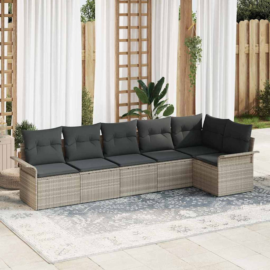 Tuin Sofa Set met opslag 6 pcs Lichtgrijs poly rattan