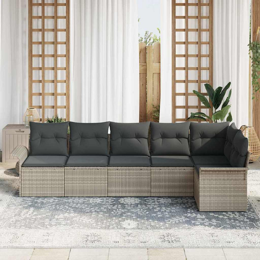Tuin Sofa Set met opslag 6 pcs Lichtgrijs poly rattan