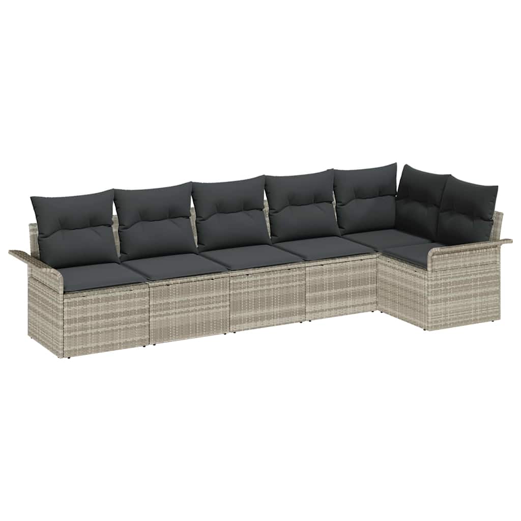 Tuin Sofa Set met opslag 6 pcs Lichtgrijs poly rattan