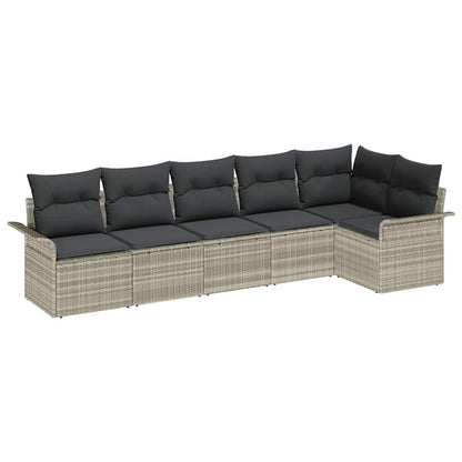 Tuin Sofa Set met opslag 6 pcs Lichtgrijs poly rattan