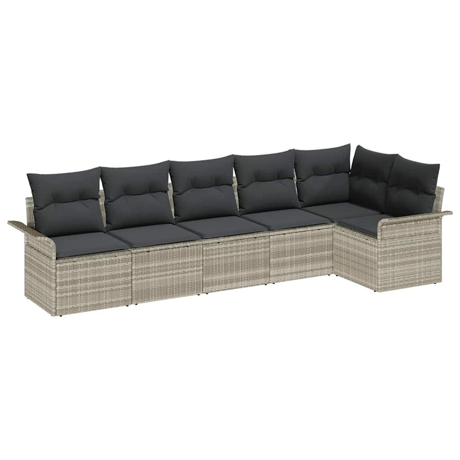 Tuin Sofa Set met opslag 6 pcs Lichtgrijs poly rattan