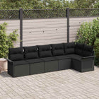 Tuinset poly riet 6 personen zwart modulair met opbergruimte