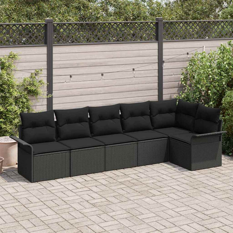 Tuin Sofa Set met kussen met opslag 6 pcs Zwart Poly riet
