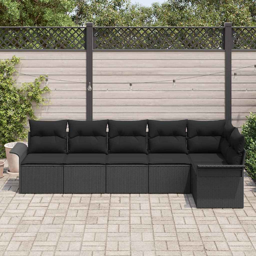 Tuin Sofa Set met kussen met opslag 6 pcs Zwart Poly riet