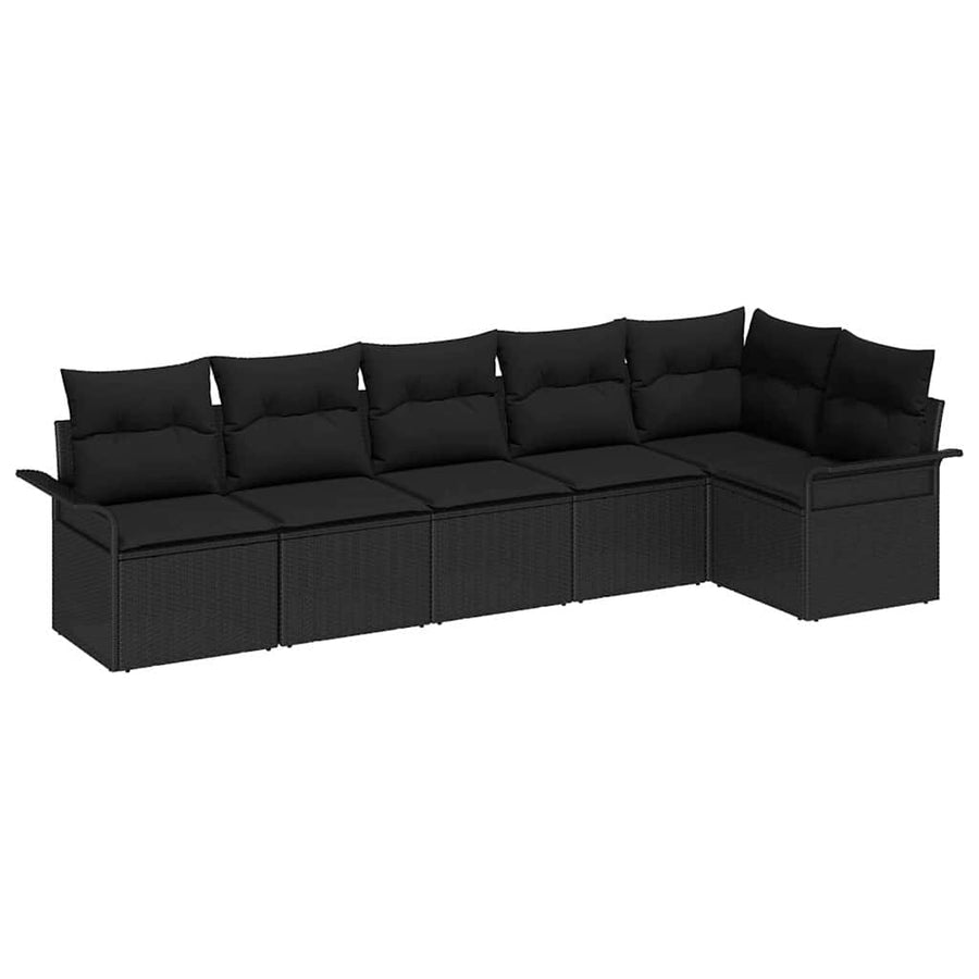Tuin Sofa Set met kussen met opslag 6 pcs Zwart Poly riet