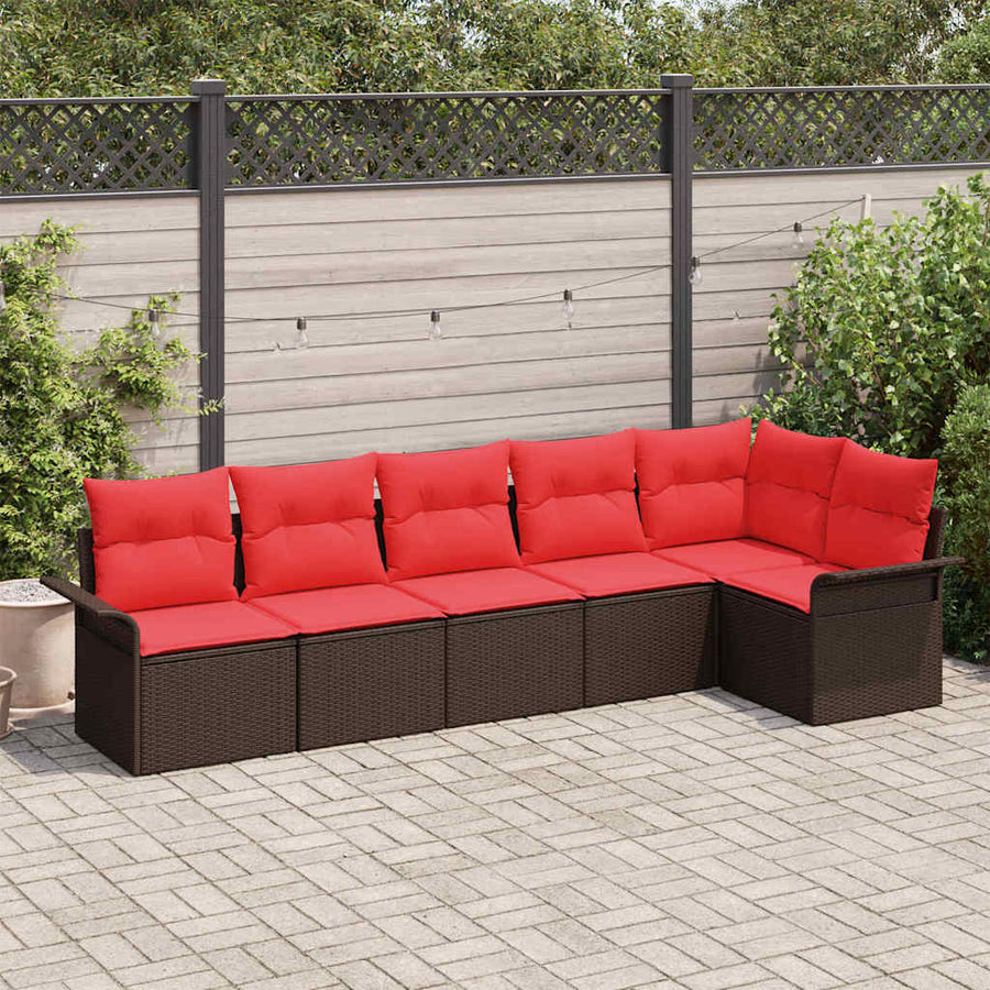 Tuin Sofa Set met opslag 6 pcs Bruin poly rattan