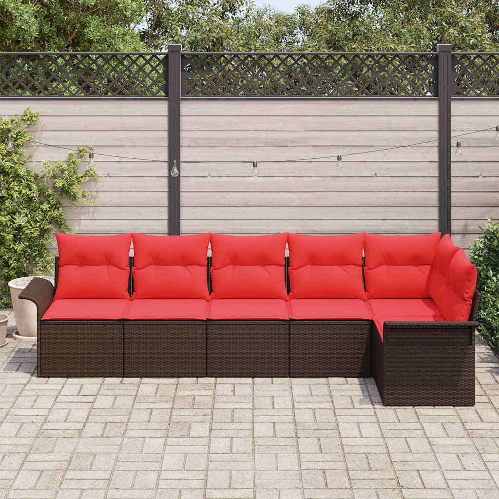 Tuin Sofa Set met opslag 6 pcs Bruin poly rattan