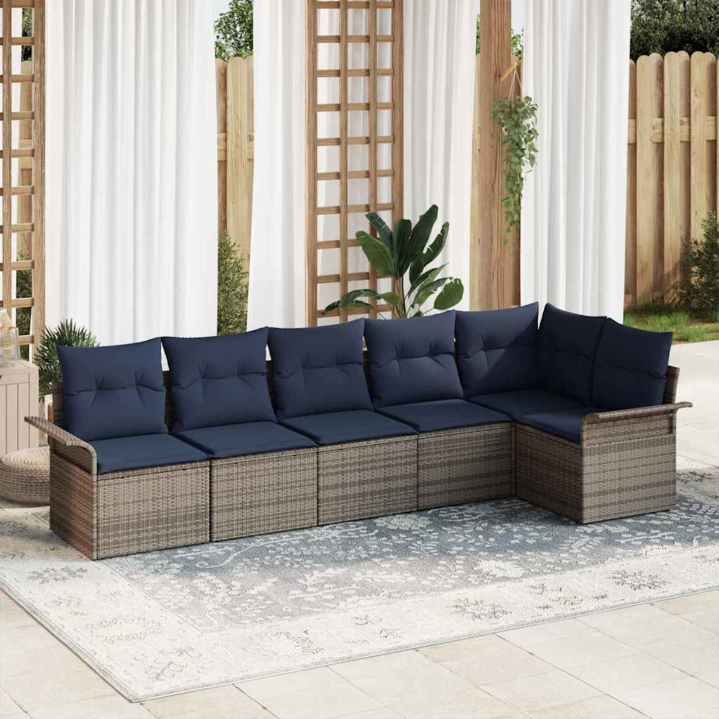 Tuin Sofa Set met opslag 6 pcs Grijs poly rattan