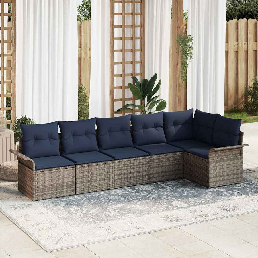 Tuin Sofa Set met opslag 6 pcs Grijs poly rattan