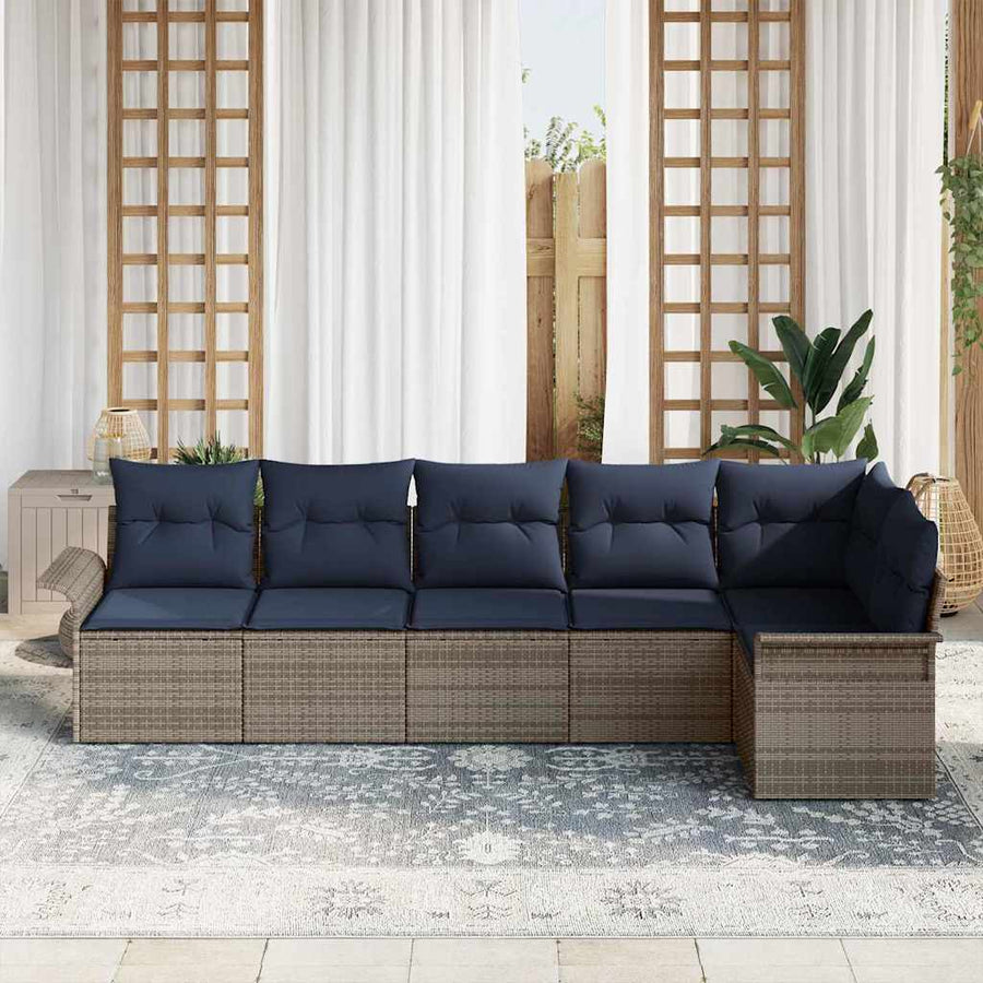 Tuin Sofa Set met opslag 6 pcs Grijs poly rattan