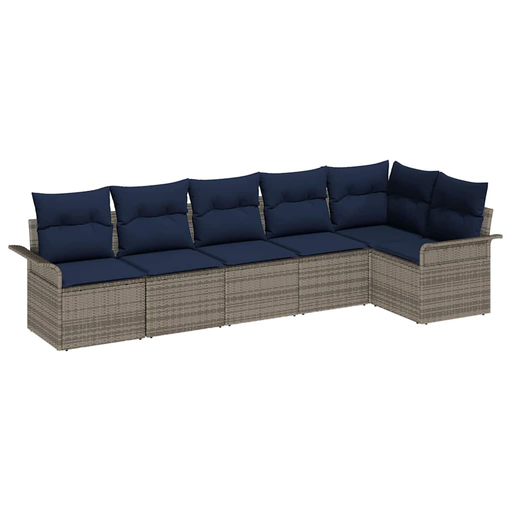 Tuin Sofa Set met opslag 6 pcs Grijs poly rattan