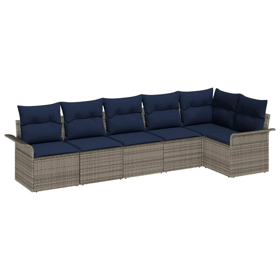 Tuin Sofa Set met opslag 6 pcs Grijs poly rattan