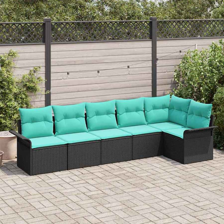 Tuin Sofa Set met opslag 6 pcs Zwart poly rattan