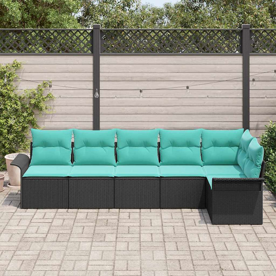 Tuin Sofa Set met opslag 6 pcs Zwart poly rattan