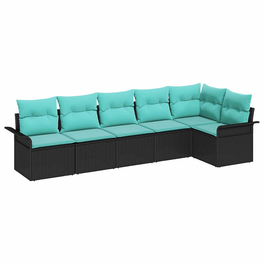 Tuin Sofa Set met opslag 6 pcs Zwart poly rattan