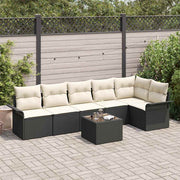 Tuinbankset poly riet 7-delig zwart