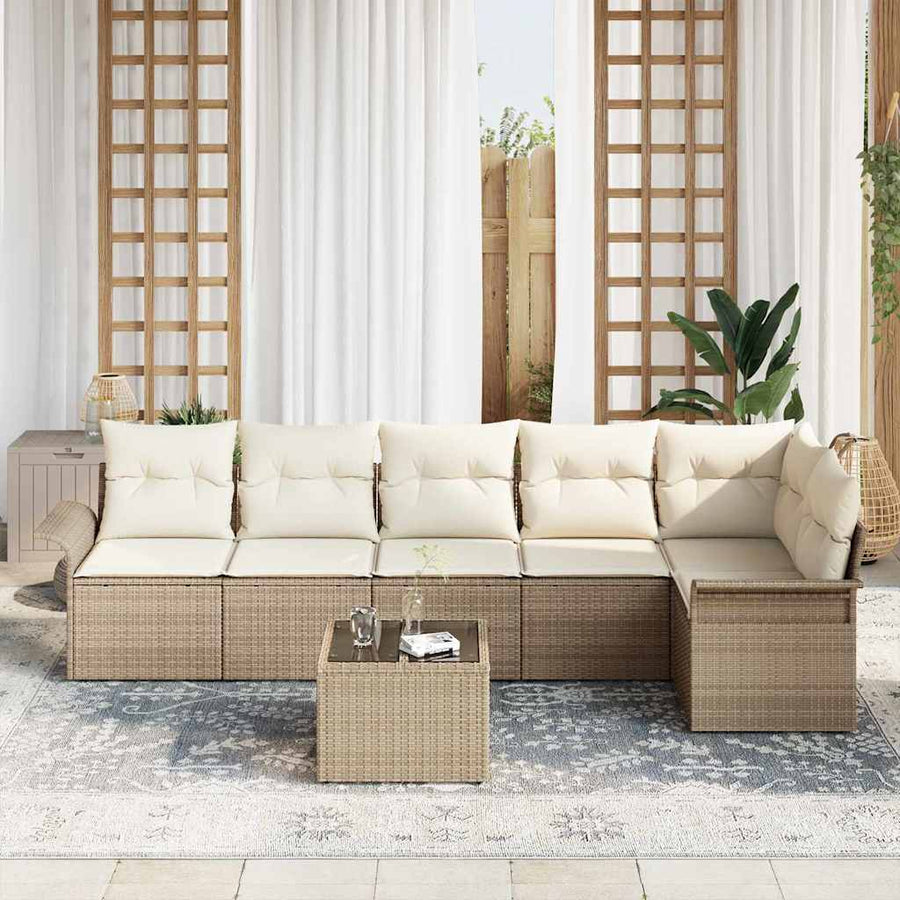 Tuin Sofa Set 7 st Beige poly rattan