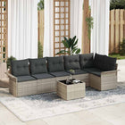 Tuinbankset poly rotan lichtgrijs 7-delig