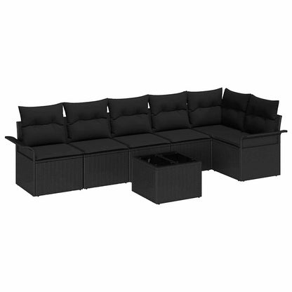 Tuin Sofa Set met kussen met opslag 7 pcs Zwart Poly riet