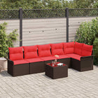Tuinset 7-delig poly rattan bruin met opslag