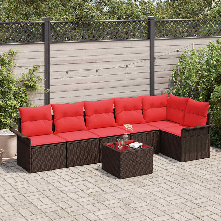 Tuin Sofa Set met opslag 7 pcs Bruin poly rattan