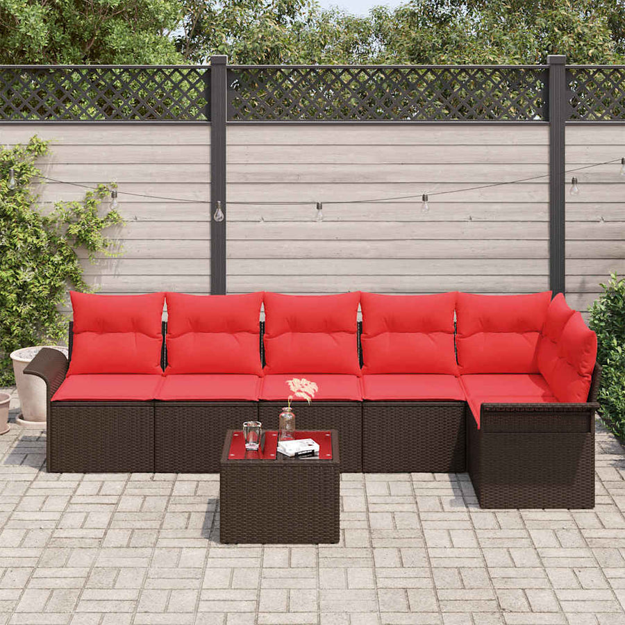 Tuin Sofa Set met opslag 7 pcs Bruin poly rattan