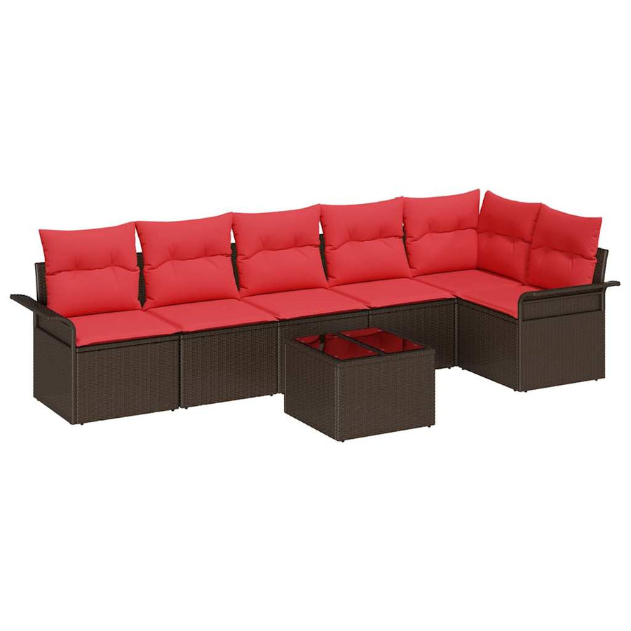 Tuin Sofa Set met opslag 7 pcs Bruin poly rattan