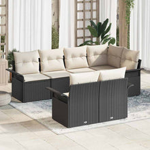 Tuin Sofa Set met kussen met opslag 7 pcs Zwart Poly riet