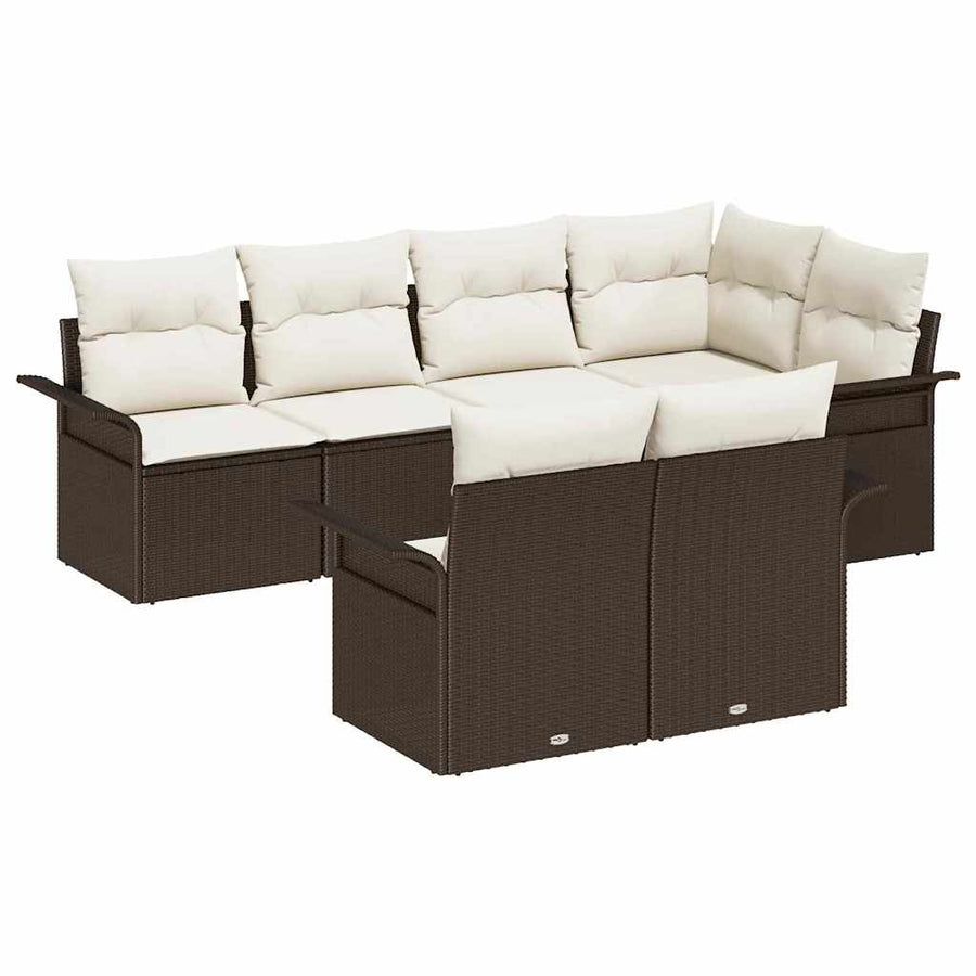 Tuin Sofa Set met kussen met opslag 7 pcs Bruin Poly riet