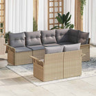 Garden Sofa Set with Cushion and Storage 7 pcs Beige Poly Rattan