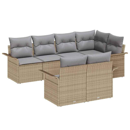 Tuin Sofa Set met kussen met opslag 7 pcs Beige Poly riet